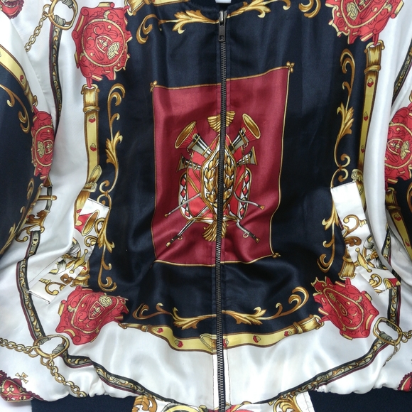 Vintage 80s 90s Silk Bomber Jacket Baroque Hip Hop - Picture 2 of 5